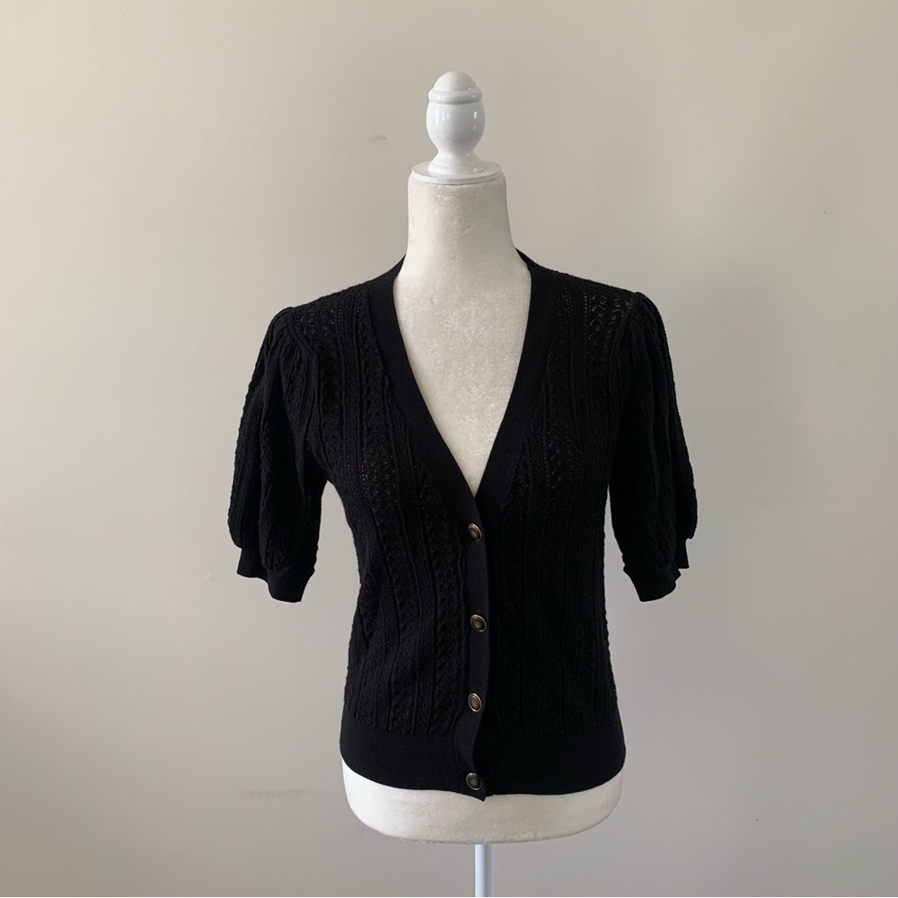 Tahari Black Buttoned Cardigan Sweater - Small